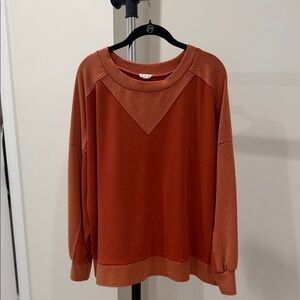 POL Warm Rust Ribbed Top